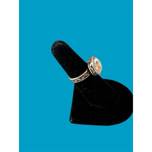 BRIGHTON 'Venusian' Size 6 SWAROVSKI Crystal Gold & Silver Plate Ring Vintage - Picture 7 of 8